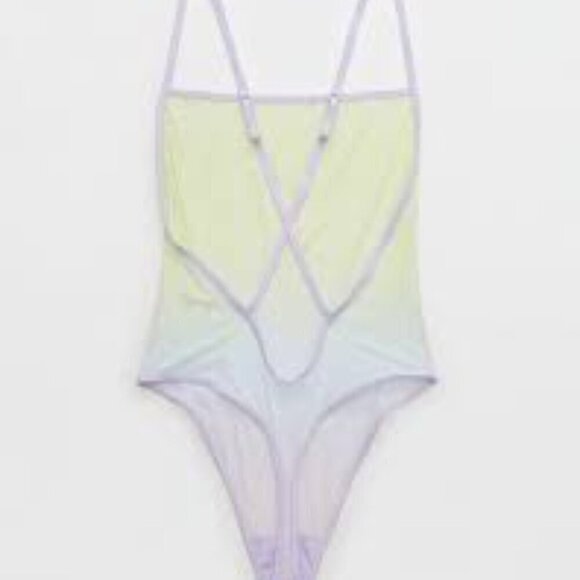 Aerie Smoothez Mesh Bodysuit in Violet Flurry - NWT's - Picture 4 of 12